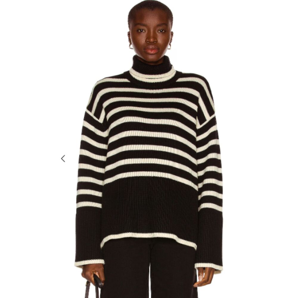 Toteme Signature Stripe Turtleneck Sweater Black Stripe Small